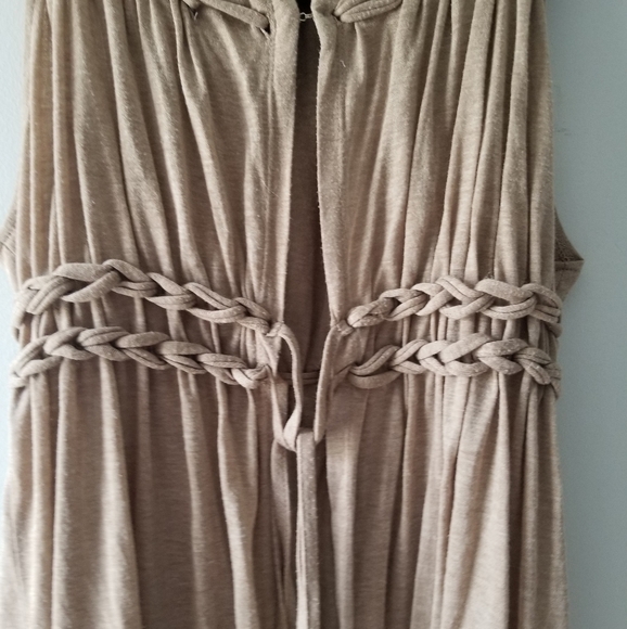 Anthro Ryu Tan Boho Long Tie Vest Large - Picture 3 of 10